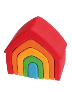 Деревянная пирамидка разноцветный домик 10860 Grimms
