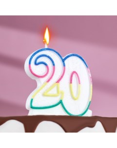 Свеча для торта Юбилейный ГИГАНТ цифра 20 ободок цветной блёстки 8 см Страна карнавалия