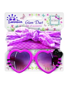 Солнцезащитные очки Fashion и повязка для волос А в глазах Сердечки розовый Lukky