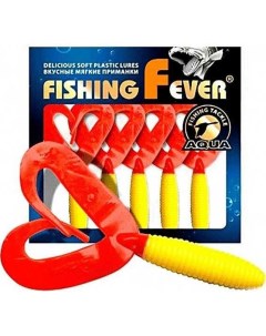 Мягкая силиконовая приманка твистер FishingFever TWIX 4 8 052 желто красный 10 Aqua