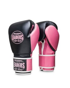 Перчатки боксерские WAVE черно розовый 10 унций Leaders