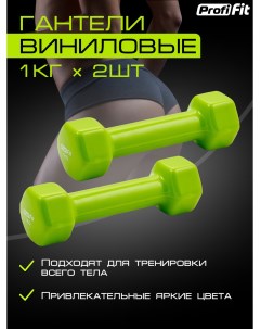 Гантели PROFI FIT для фитнеса виниловые зеленые 1 кг 2 шт Profifit