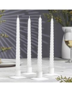 Набор свечей витых 2 2х 25 см 4 штуки белый Nobrand