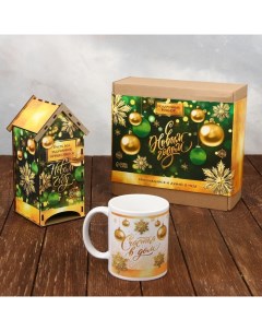 Подарочный набор Наслаждайся и думай о чуде чайный домик кружка 20 5 х 20 5 х 10 см Семейные традиции