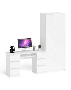 Стол компьютерный Мори МС 2 с двухдверным шкафом белый 215 8х50х210 см Свк
