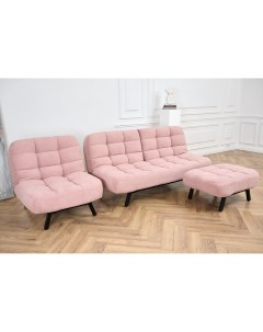 Комплект мягкой мебели Абри Диван кресло и пуф розовый Brendoss