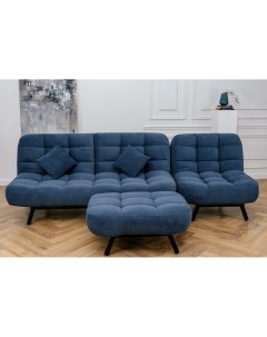 Комплект мягкой мебели Абри Диван кресло и пуф синий Brendoss