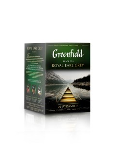 Чай черный в пирамидках Royal Earl Grey коробка 8 шт по 20 пакетиков Greenfield