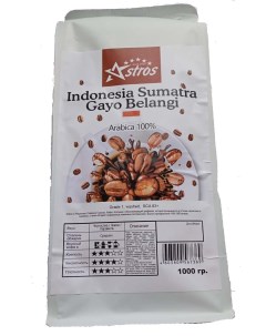 Кофе в зернах Indonesia Sumatra Gayo Belangi 100 арабика 1 кг Astros
