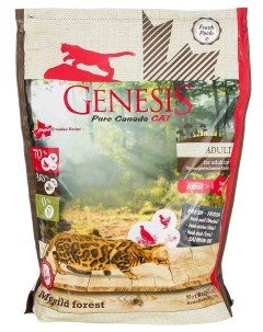 Сухой корм для кошек Genesis Wild Forest Adult утка перепелка и курица 2 шт по 2 268 кг Genesis pure canada