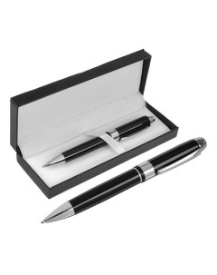 Шариковая ручка подарочная в кожзам футляре чёрно серебристый Calligrata