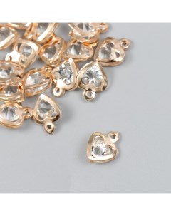 Декор для творчества металл Сердечко золото кристалл 0 6х1х1 1 см 20 шт Арт узор