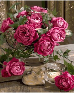 Картина по номерам 40х50 на подрамнике Розы цвета фуксия Вангогвомне