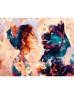 Картина по номерам Девушка и пантера Вангогвомне