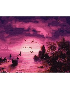 Картина по номерам 40х50 на подрамнике Розовый закат Вангогвомне