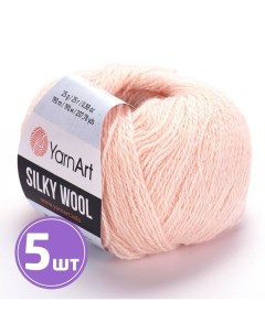 Пряжа Silky Wool 341 яблочный цвет 5 шт по 25 г Yarnart