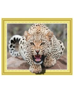 Алмазная мозаика Оскал леопарда без подрамника 40х50 см Nobrand
