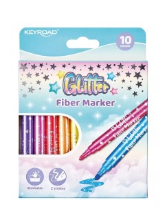 Фломастеры Glitter с блестками 10 цветов Keyroad