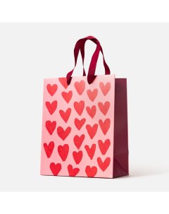 Подарочный пакет сердце розовый 18x22 3 см 1 шт Самокат