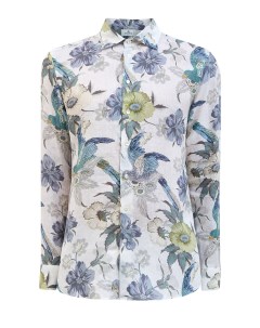 Свободная рубашка из льняной ткани с флористическим принтом Etro