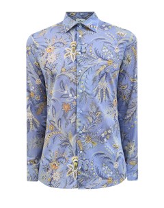 Рубашка из гладкого хлопкового поплина с флористическим принтом Etro