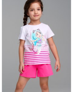 Комплект трикотажный для девочек фуфайка футболка шорты Playtoday kids