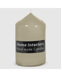 Свеча столбик светло серый 7х12 см Home interiors