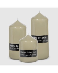 Свеча столбик светло серый 7х18 см Home interiors