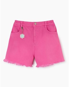 Розовые шорты Standard с бахромой и брелоком для девочки Gloria jeans