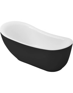 Акриловая ванна Style 180x90 см отдельностоящая овальная с каркасом со сливом переливом черная матов Grossman