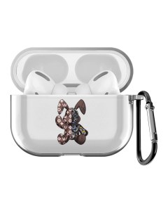 Чехол с карабином для Apple AirPods Pro Bunny Коричневый прозрачный Musthavecase