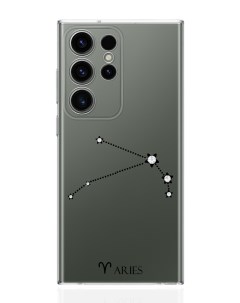 Чехол для Samsung Galaxy S23 Ultra с кристаллами Lux Овен Aries прозрачный Musthavecase