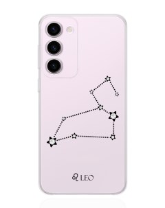 Чехол для Samsung Galaxy S23 с кристаллами Lux Лев Leo прозрачный Musthavecase