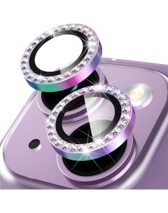 Защитное стекло на камеру iPhone 14 со стразами разноцветный Qvatra