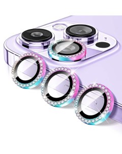 Защитное стекло на камеру iPhone 14 Pro со стразами разноцветный Qvatra