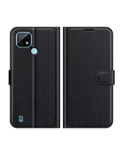Чехол Wallet для смартфона Realme C21 черный Printofon