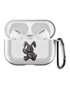 Чехол с карабином для Apple AirPods Pro Bunny Черный прозрачный Musthavecase