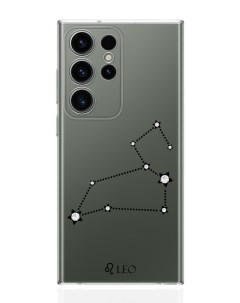 Чехол для Samsung Galaxy S23 Ultra с кристаллами Lux Лев Leo прозрачный Musthavecase