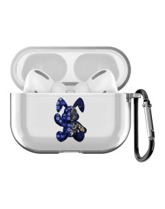 Чехол с карабином для Apple AirPods Pro Bunny Синий прозрачный Musthavecase