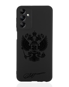 Чехол для Samsung Galaxy A14 Черный лаковый Герб черный Musthavecase