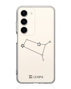 Чехол для Samsung Galaxy S23 с кристаллами Lux Близнецы Gemini прозрачный Musthavecase