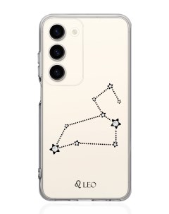 Чехол для Samsung Galaxy S23 с кристаллами Lux Лев Leo прозрачный Musthavecase