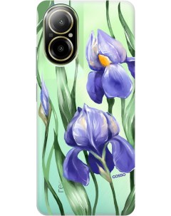 Силиконовый чехол на Realme C67 с рисунком Amazing Irises прозрачный Gosso cases
