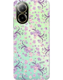 Силиконовый чехол на Realme C67 с рисунком Lilac Flowers прозрачный Gosso cases