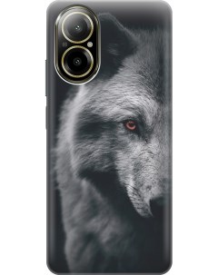 Силиконовый чехол на Realme C67 с рисунком Красноглазый волк Gosso cases