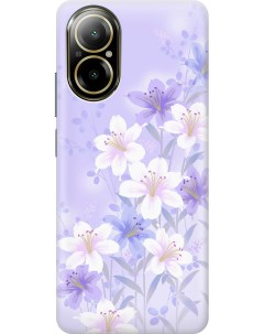 Силиконовый чехол на Realme C67 с рисунком Лилии на фиолетовом Gosso cases