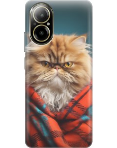 Силиконовый чехол на Realme C67 с рисунком Недовольный котик Gosso cases