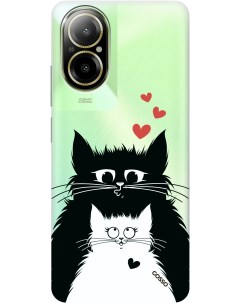 Силиконовый чехол на Realme C67 с рисунком Cats in Love прозрачный Gosso cases