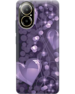 Силиконовый чехол на Realme C67 с рисунком Любовь в фиолетовом цвете Gosso cases