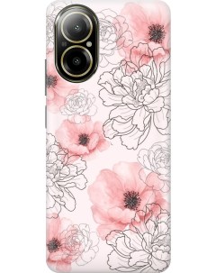 Силиконовый чехол на Realme C67 с рисунком Нежно розовые цветы Gosso cases
